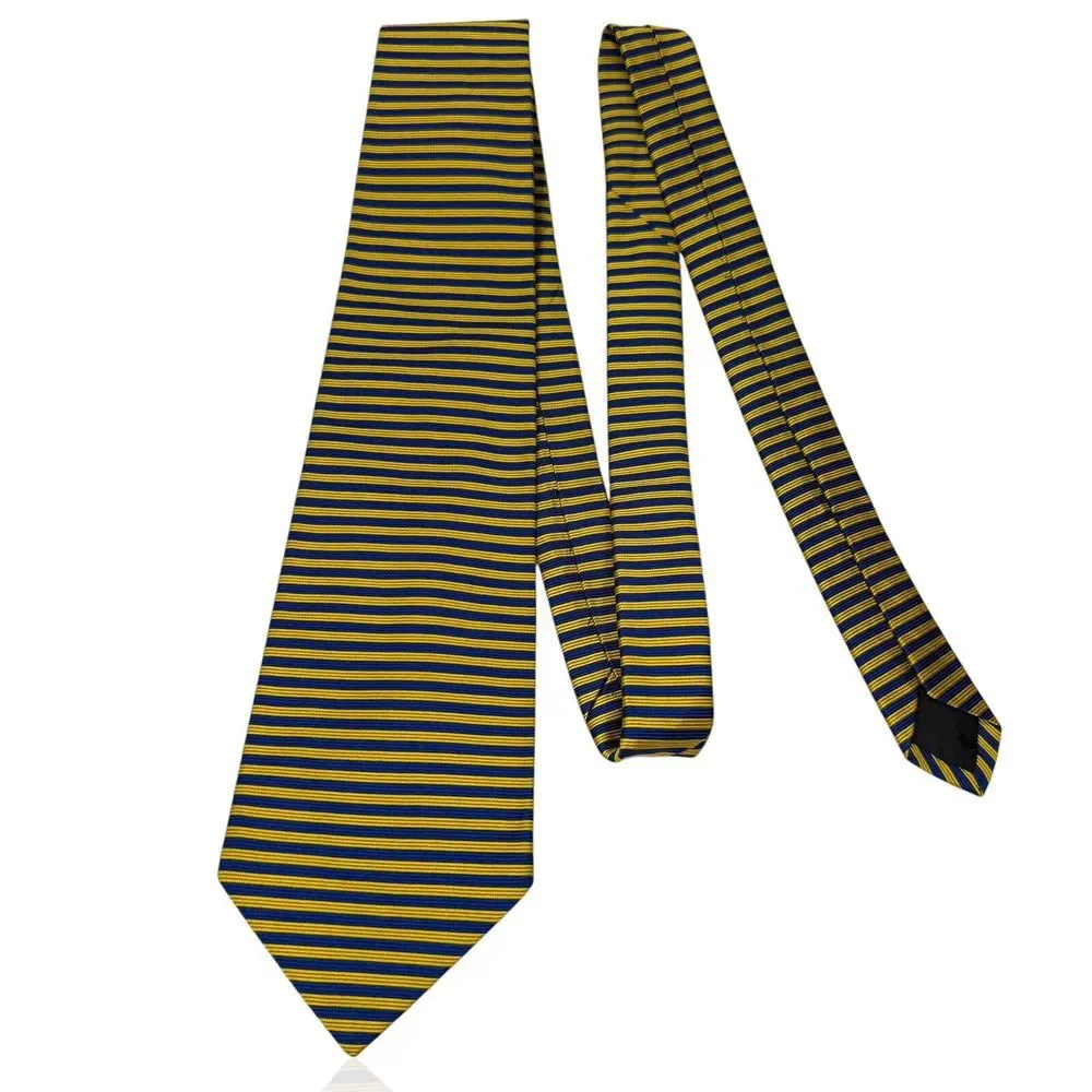BROOKS BROTHERS 100%‎ Imported Silk Striped Tie Blue Yellow 57